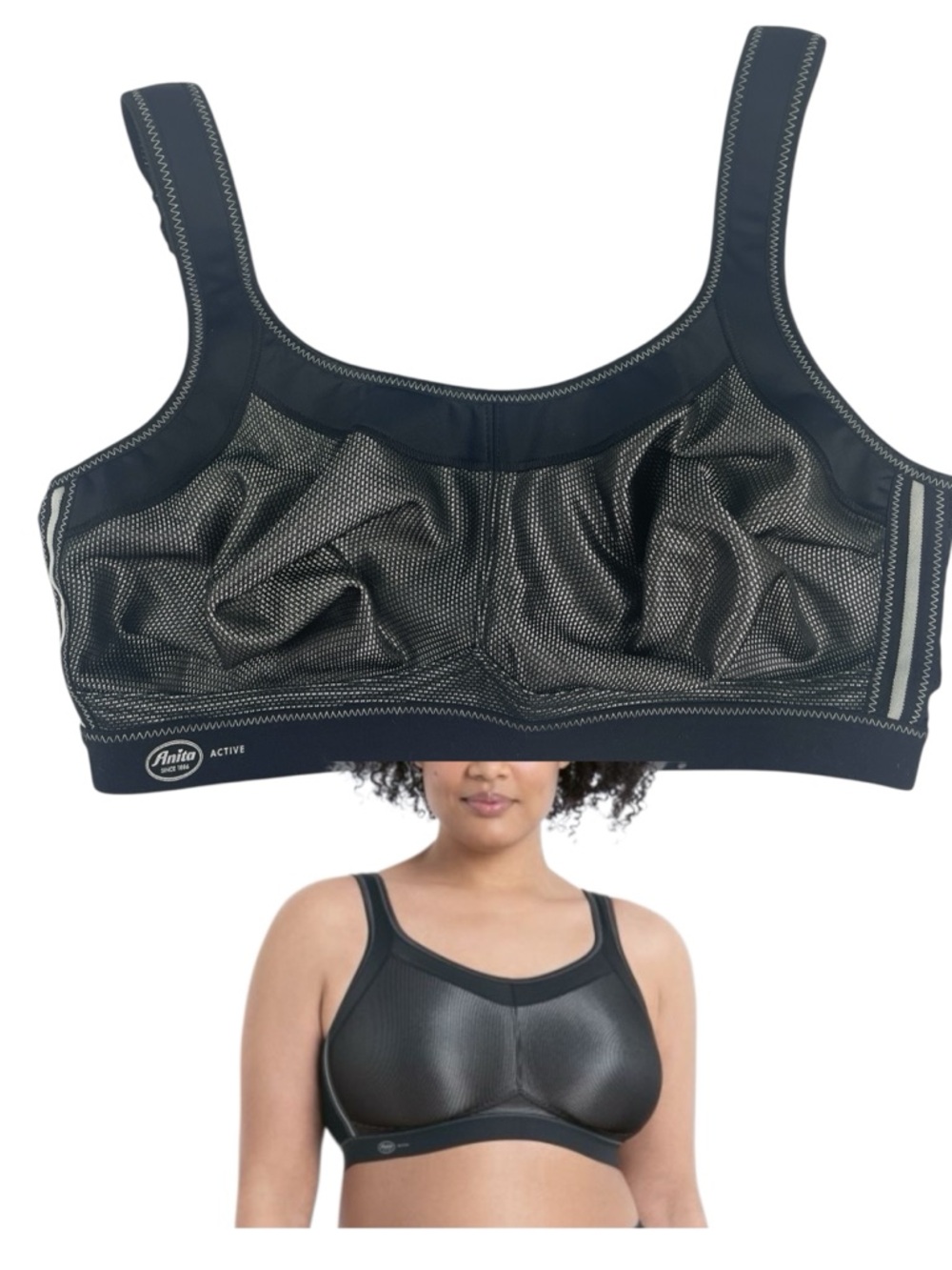 Anita Active Momentum Wireless Black High Impact Sports Bra 36D
